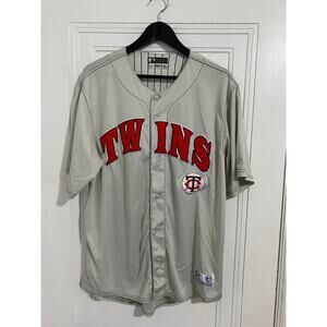 Minnesota Twins Gray and Red Stitched Baseball Jersey Size L